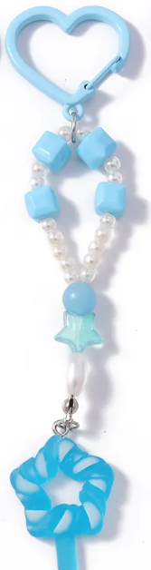 Heart Clasp Bag Charm (Blue) 1 piece