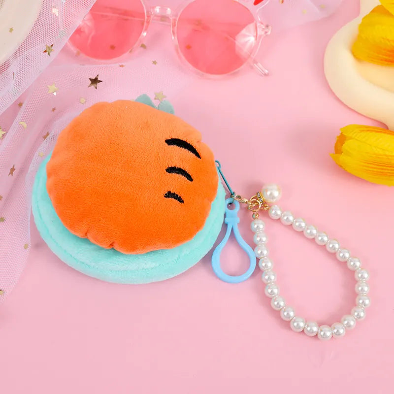 Fruit Shaped Plush Coin Purse with Strap (Carrot)