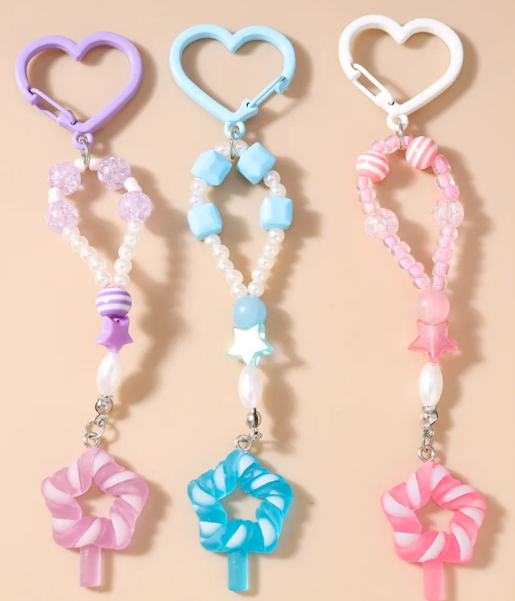 Heart Clasp Bag Charm (Purple) 1 piece