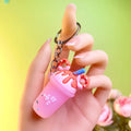 Milk Tea Cup Ice Cream Keychain Silicone (Pink)