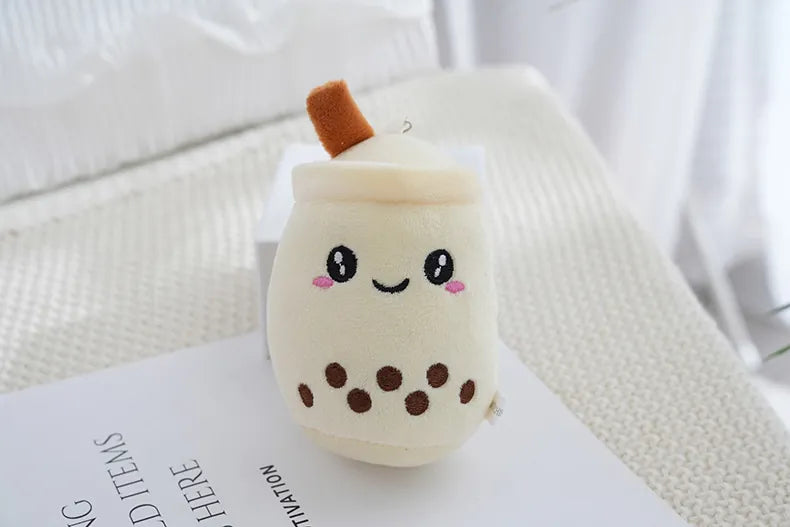 Boba Milk Tea Plushie Keychain 11cm (beige)