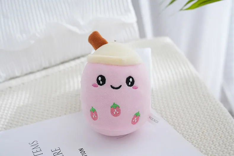 Boba Milk Tea Plushie Keychain 11cm (Strawberry)