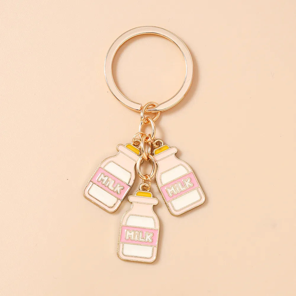Milk Bottles Trio Keychain (Pink)
