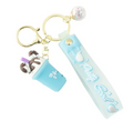 Milk Tea Cup Ice Cream Keychain Silicone with Strap (Blue)