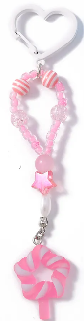 Heart Clasp Bag Charm (Pink) 1 piece