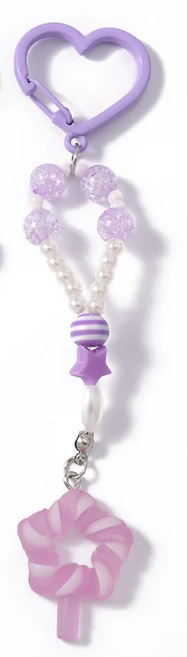 Heart Clasp Bag Charm (Purple) 1 piece